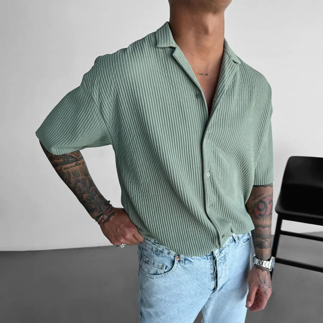 OVERSIZE RIBBED SHIRT - TEA GREEN