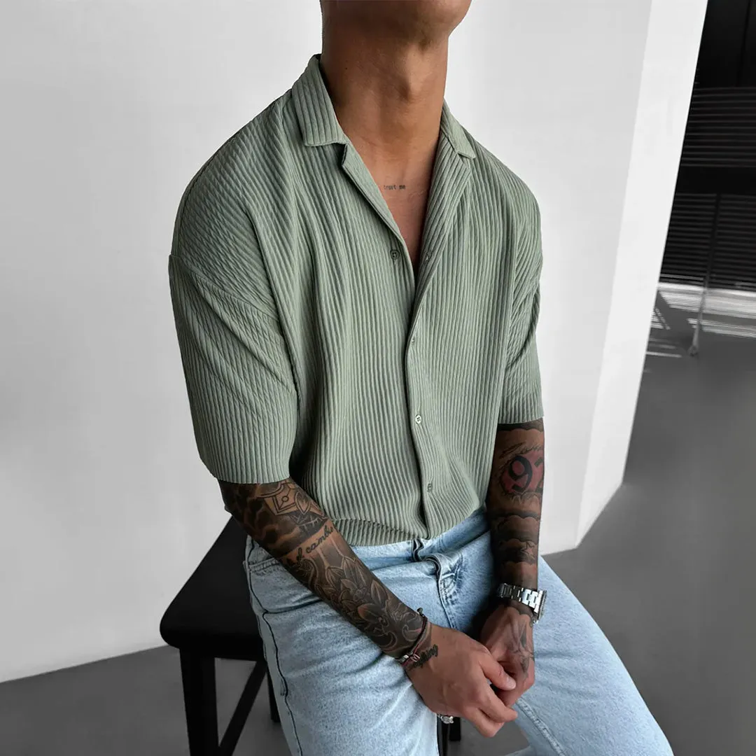 OVERSIZE RIBBED SHIRT - TEA GREEN