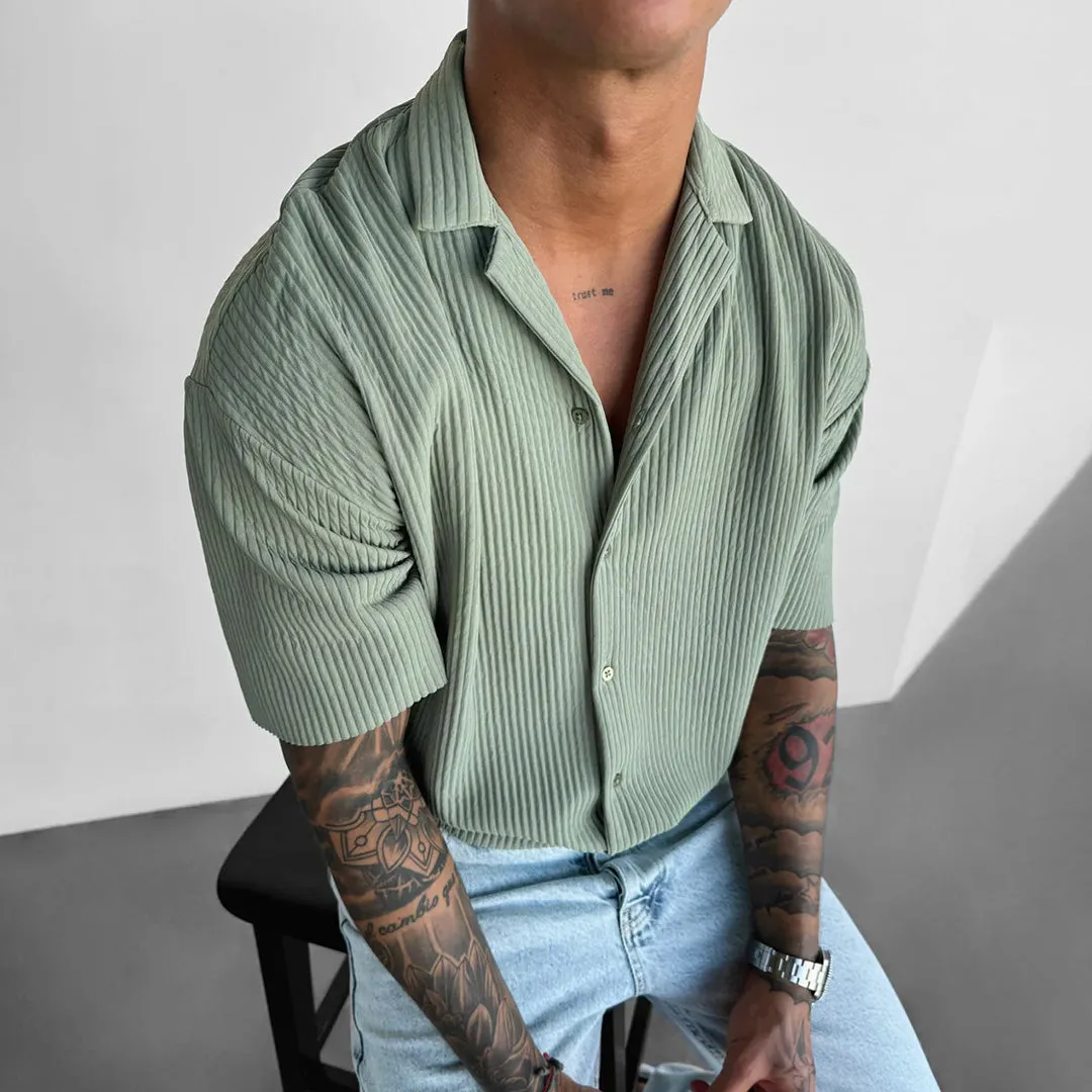 OVERSIZE RIBBED SHIRT - TEA GREEN