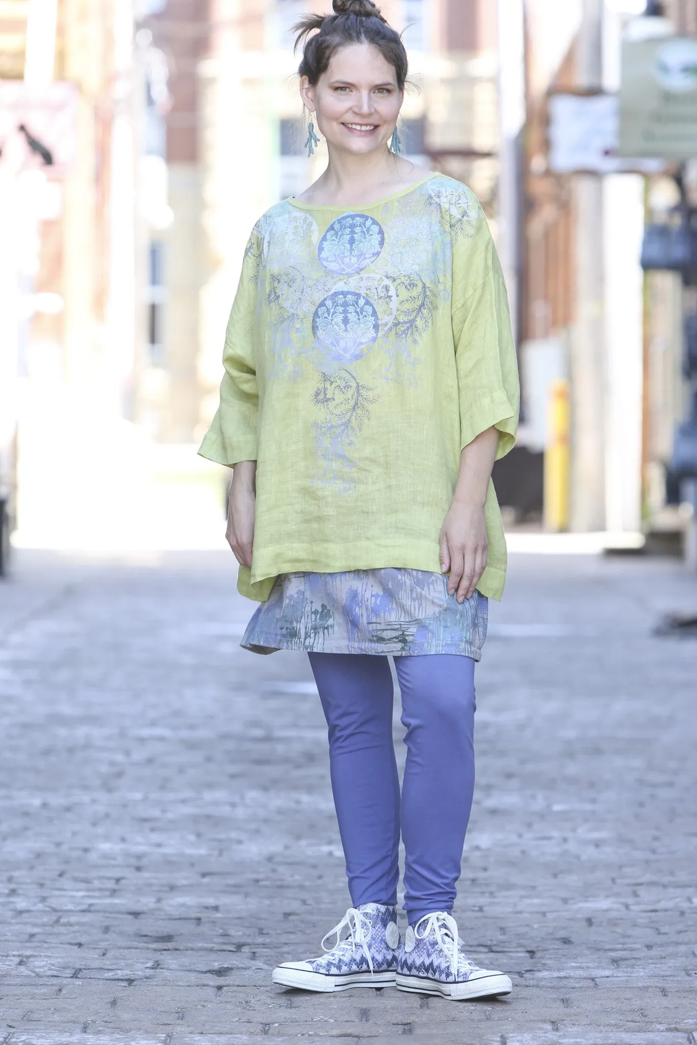 Oversized Square Linen Top  Limonel L594-P