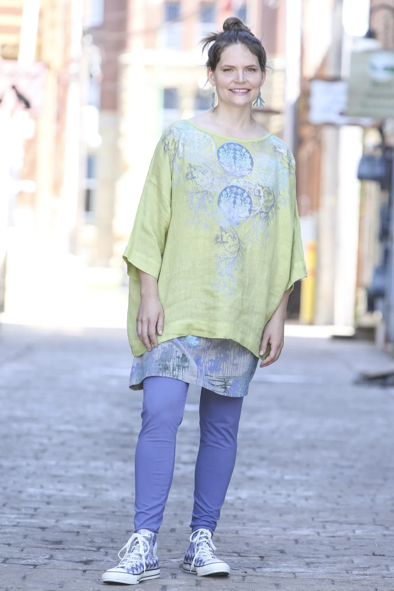 Oversized Square Linen Top  Limonel L594-P