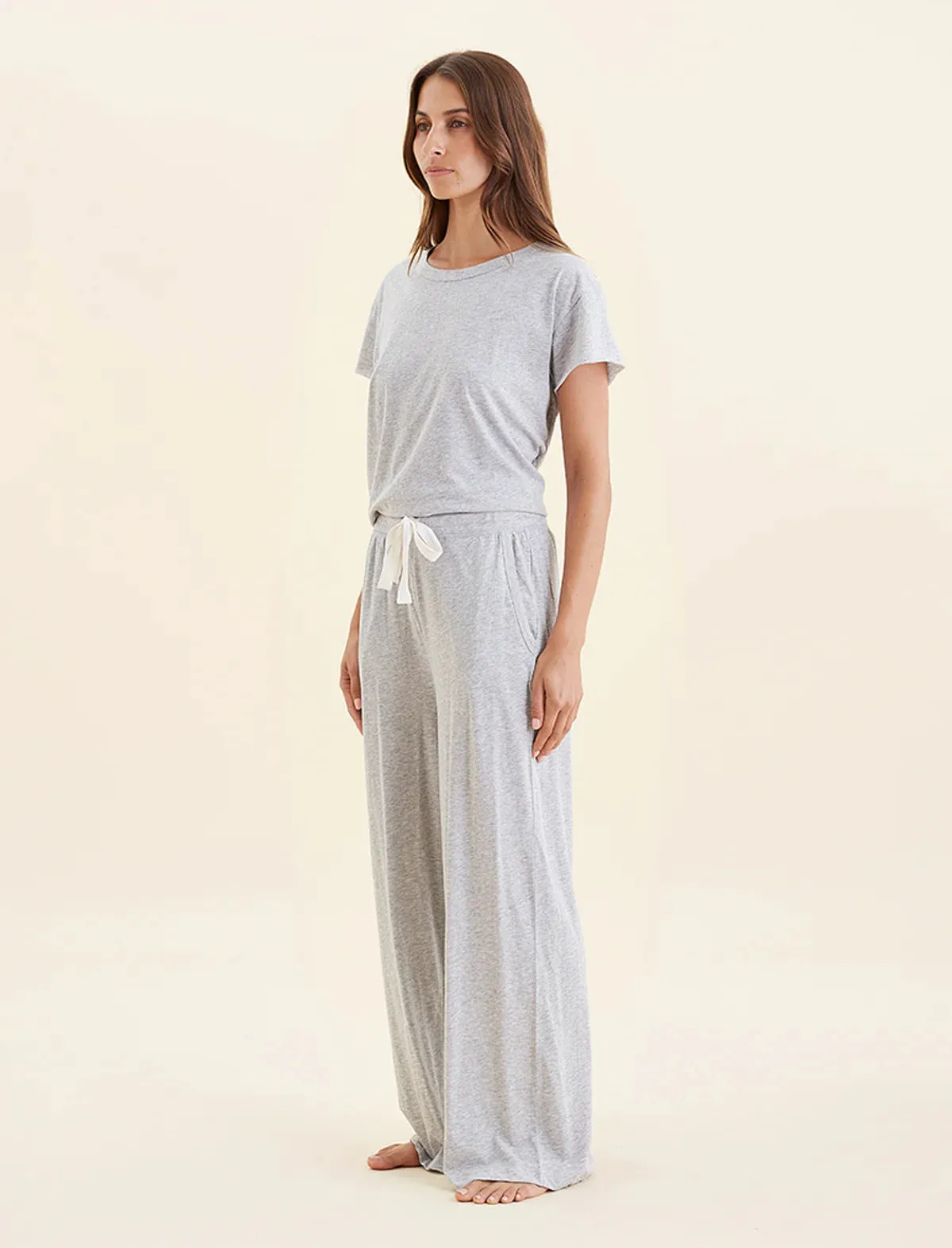 Papinelle - Jada Organic Cotton Wide Leg Pant |Grey Marle