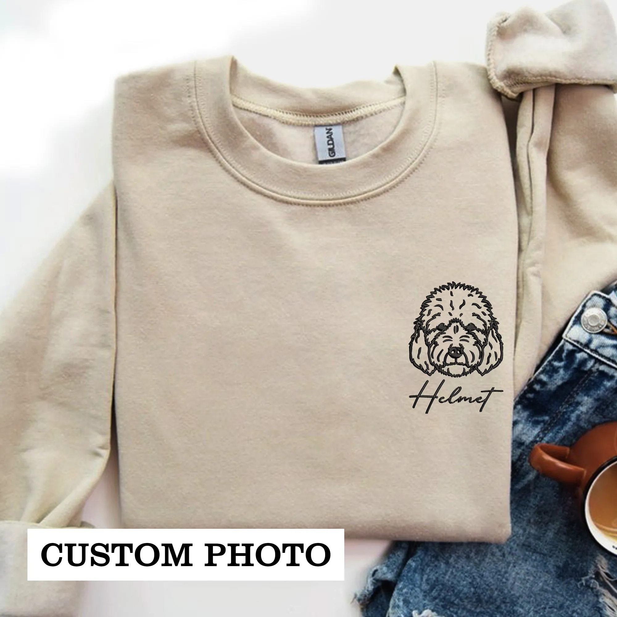 Personalized Embroidered Pet Facial Outline Drawing Hoodie, Custom Dog Face Drawing Crewneck, Cat Face Drawing, Pet Facial Tattoo, Digital Portrait, Emailed
