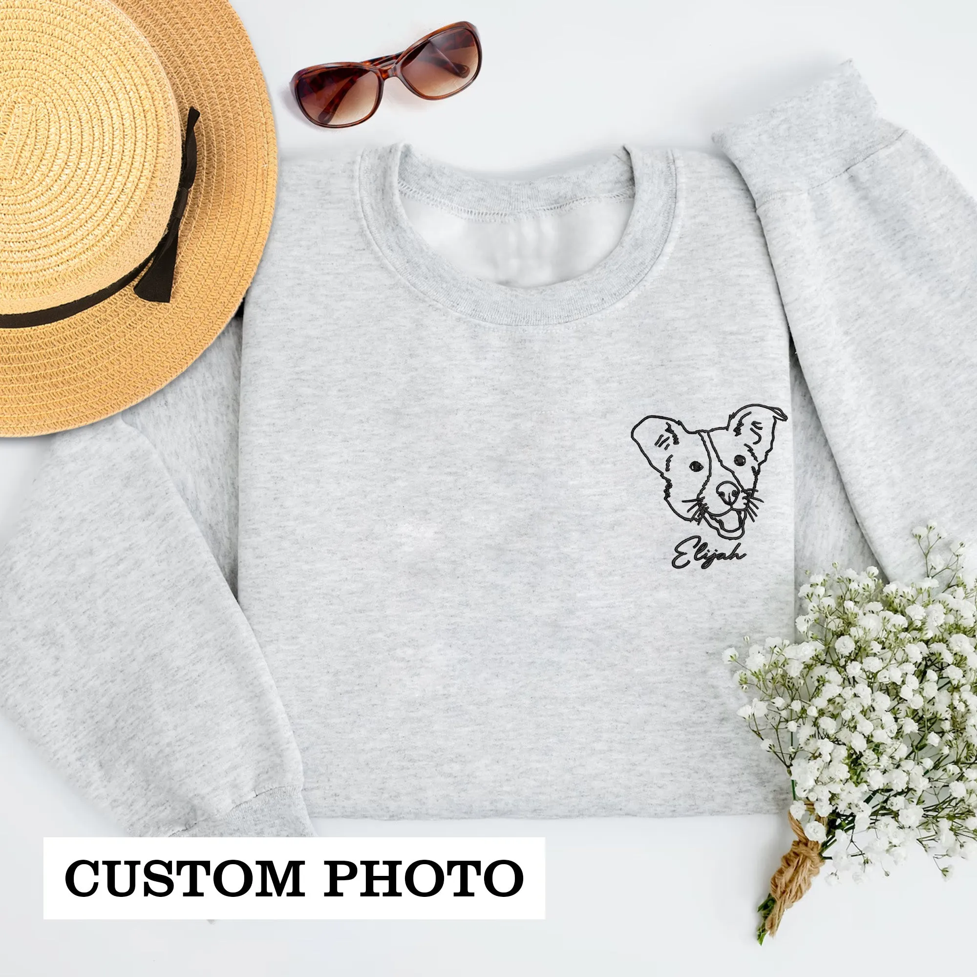 Personalized Embroidered Pet Facial Outline Drawing Hoodie, Custom Dog Face Drawing Crewneck, Cat Face Drawing, Pet Facial Tattoo, Digital Portrait, Emailed