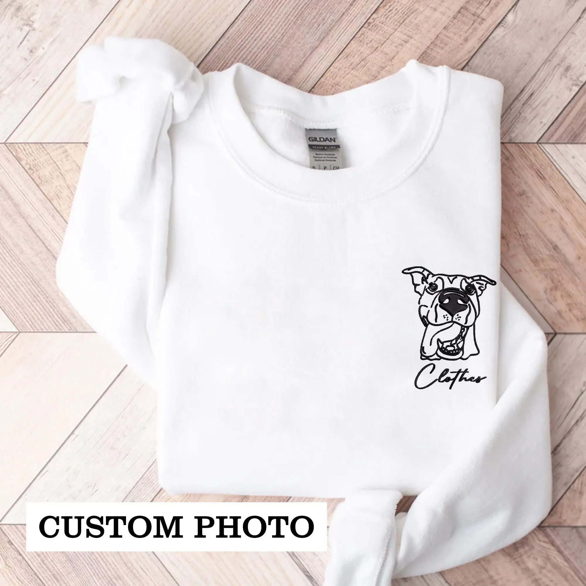 Personalized Embroidered Pet Facial Outline Drawing Hoodie, Custom Dog Face Drawing Crewneck, Cat Face Drawing, Pet Facial Tattoo, Digital Portrait, Emailed