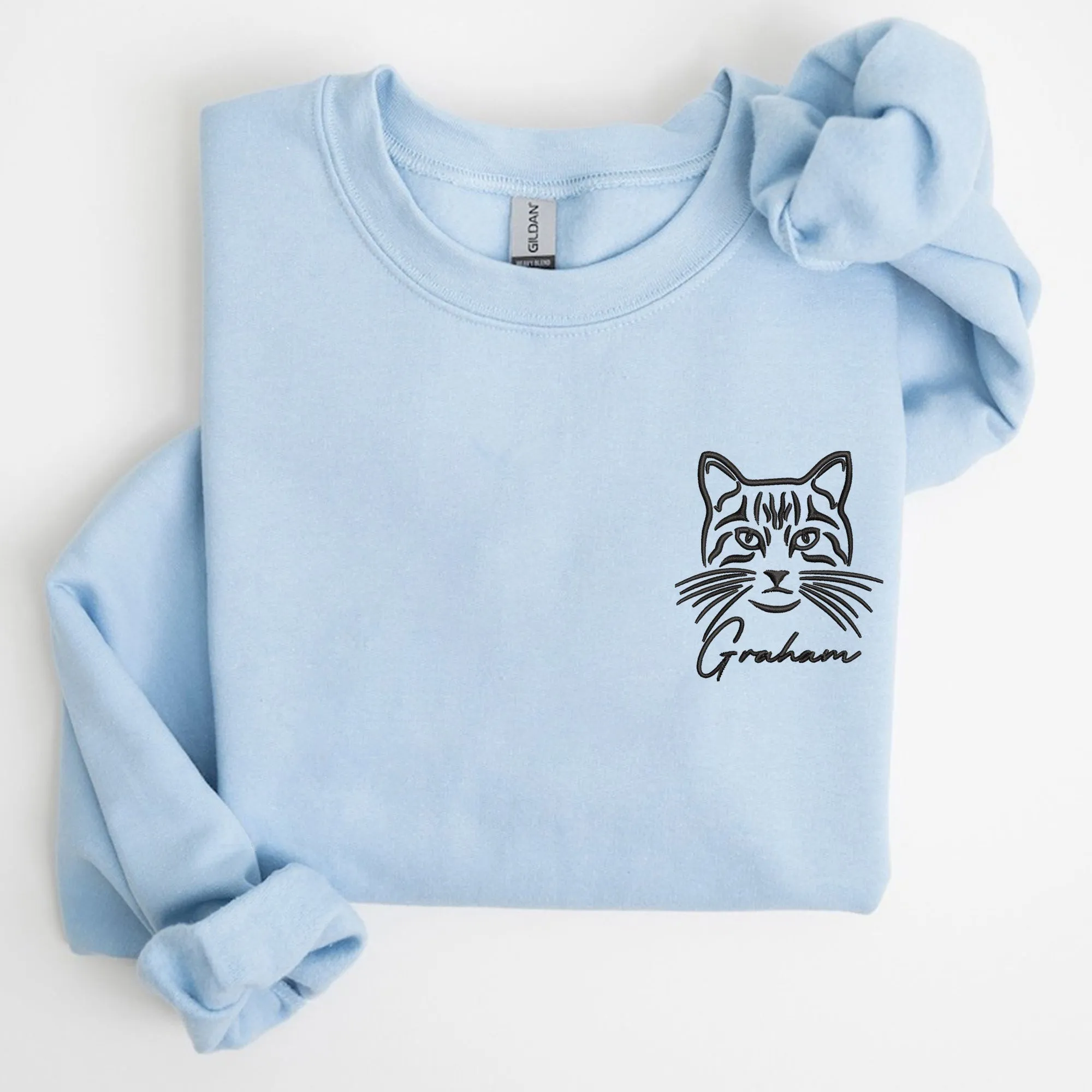 Personalized Embroidered Pet Facial Outline Drawing Hoodie, Custom Dog Face Drawing Crewneck, Cat Face Drawing, Pet Facial Tattoo, Digital Portrait, Emailed