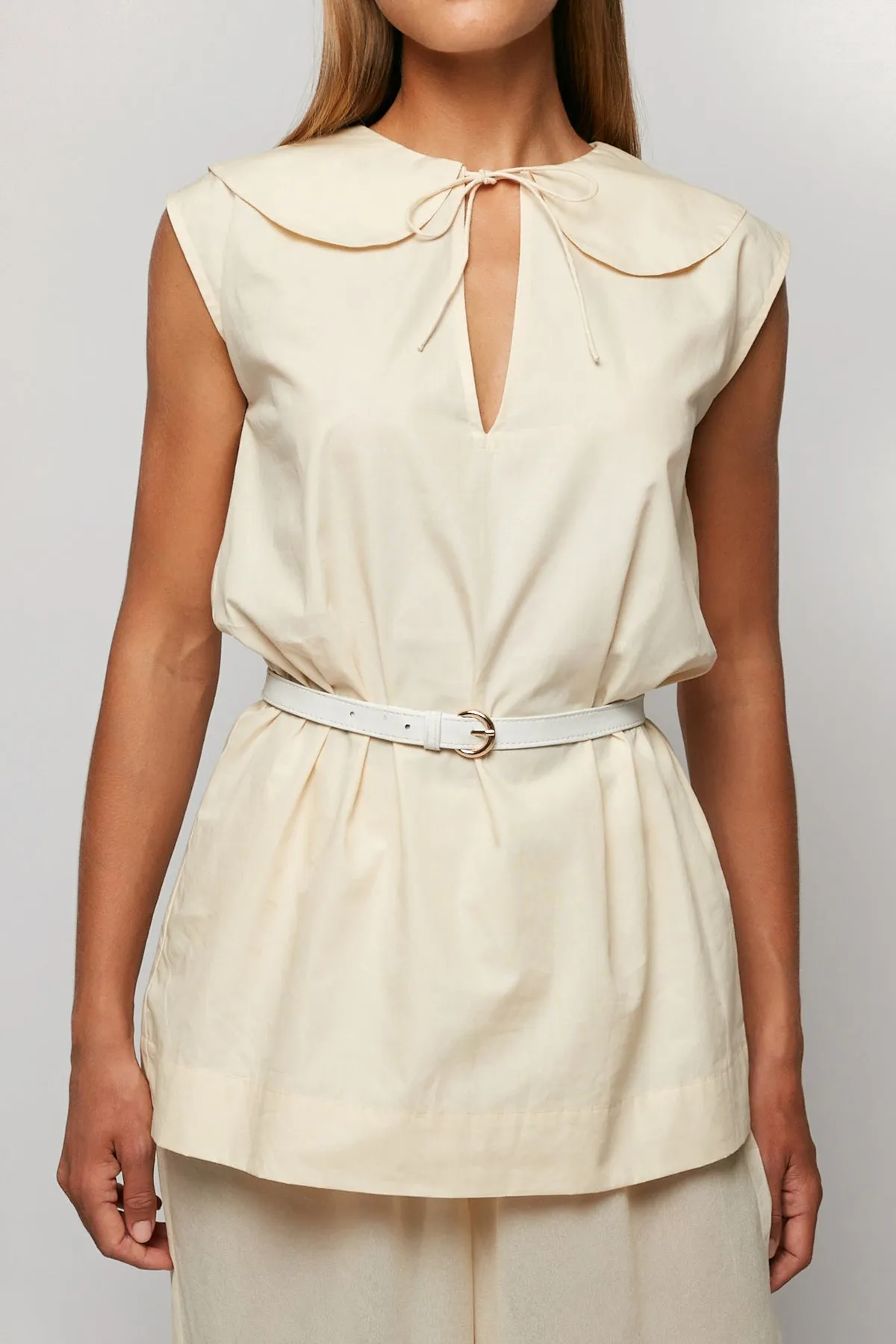 Petal Collar Top | Sheer Relaxed Pant