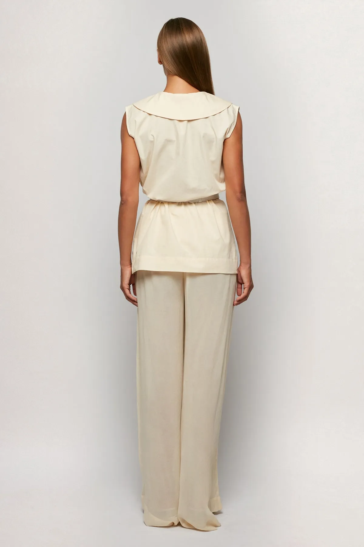 Petal Collar Top | Sheer Relaxed Pant