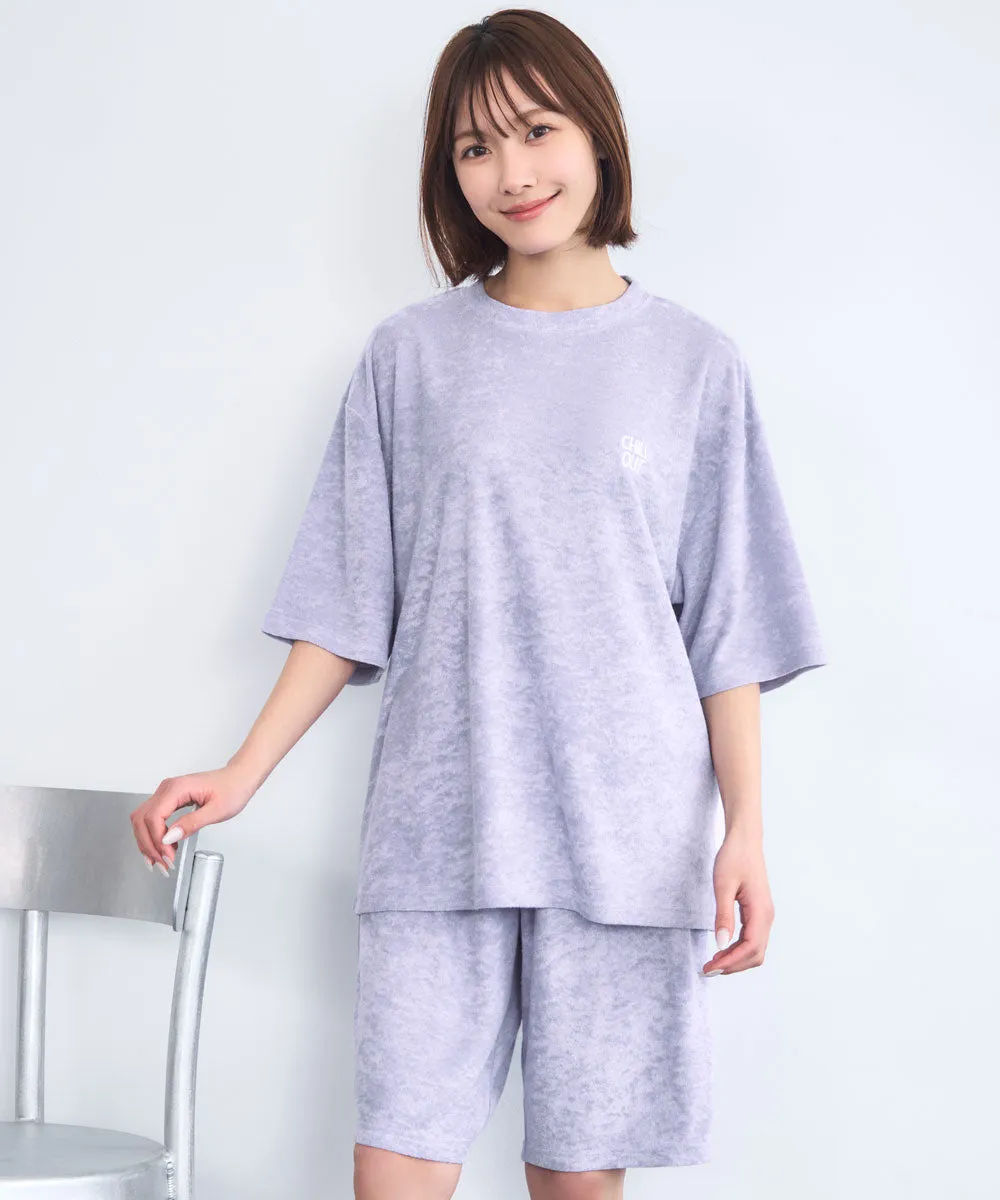 Pile Short Sleeve Top-Bottom Set With unisex sizing