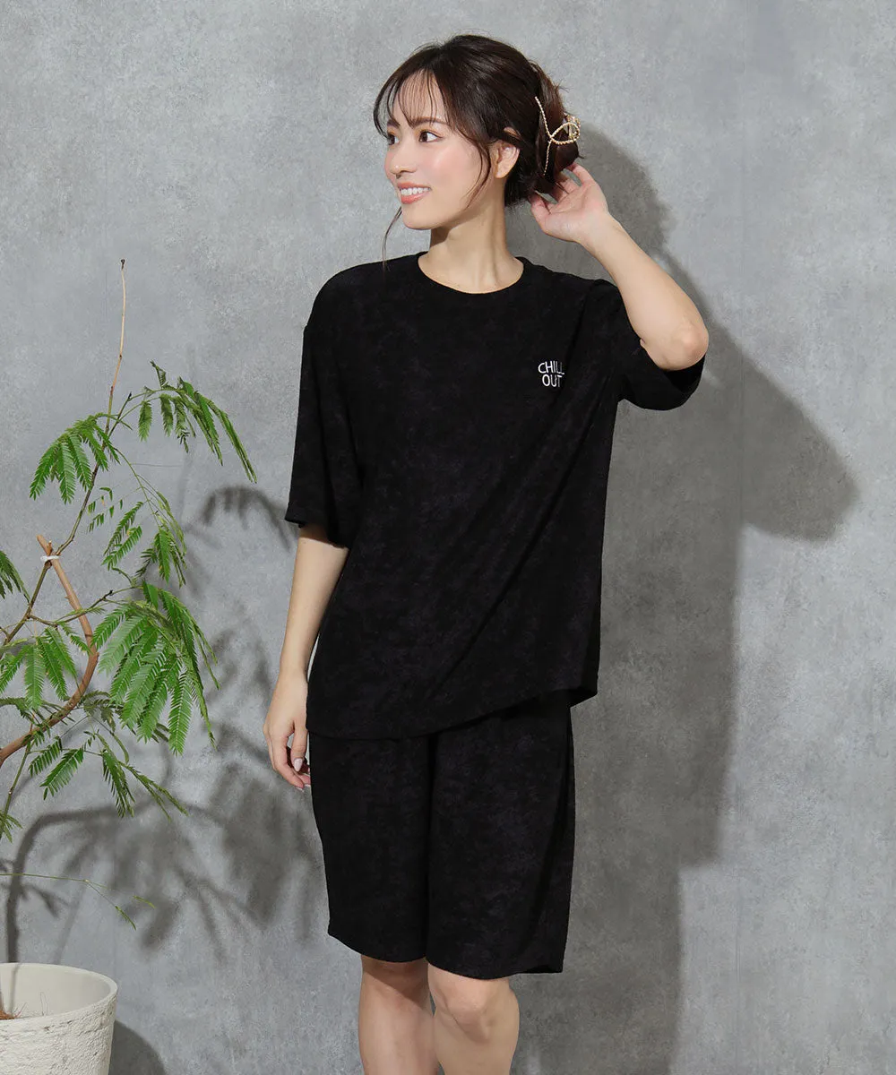 Pile Short Sleeve Top-Bottom Set With unisex sizing