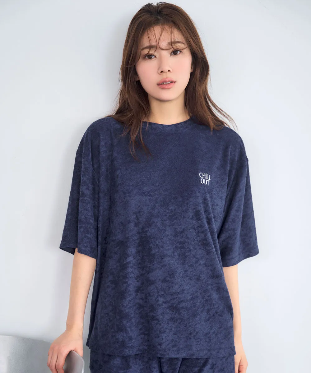 Pile Short Sleeve Top-Bottom Set With unisex sizing
