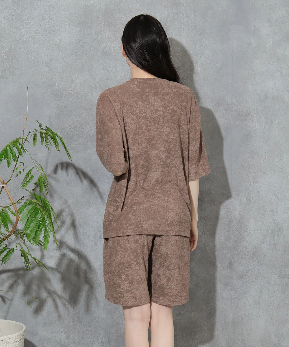 Pile Short Sleeve Top-Bottom Set With unisex sizing