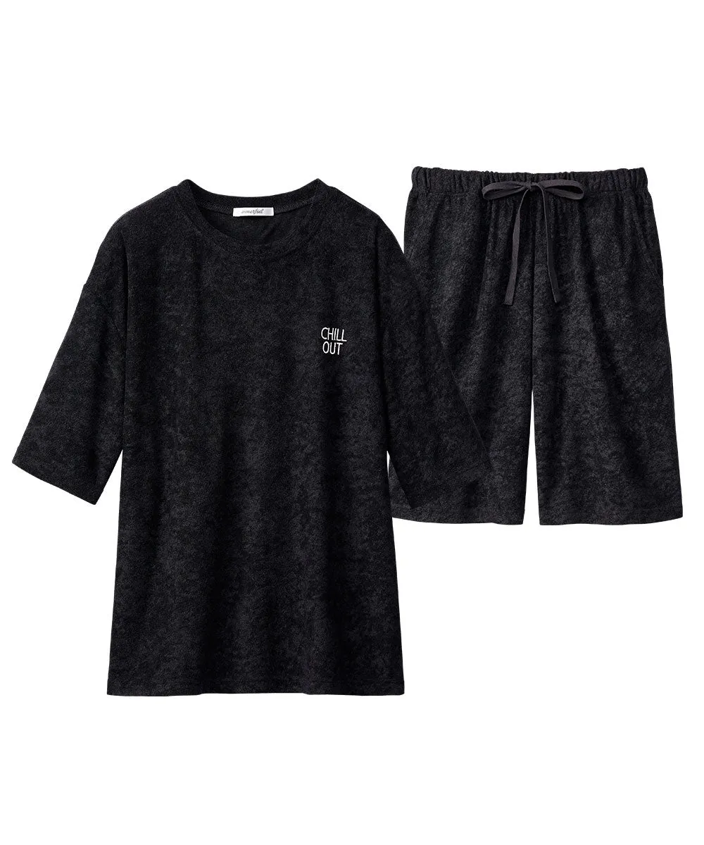 Pile Short Sleeve Top-Bottom Set With unisex sizing