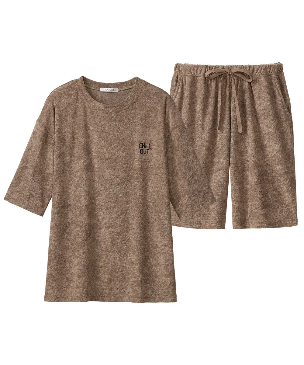 Pile Short Sleeve Top-Bottom Set With unisex sizing