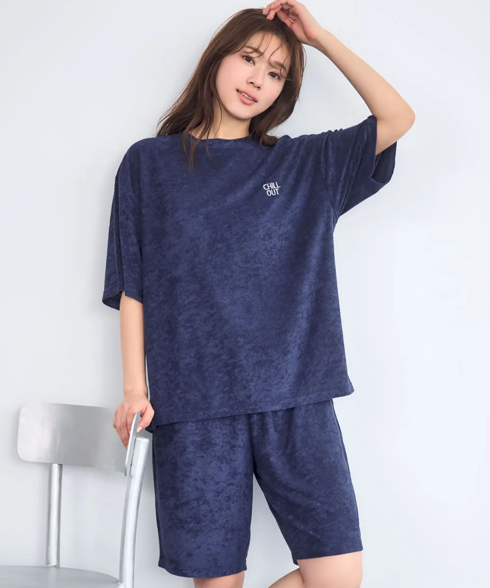 Pile Short Sleeve Top-Bottom Set With unisex sizing