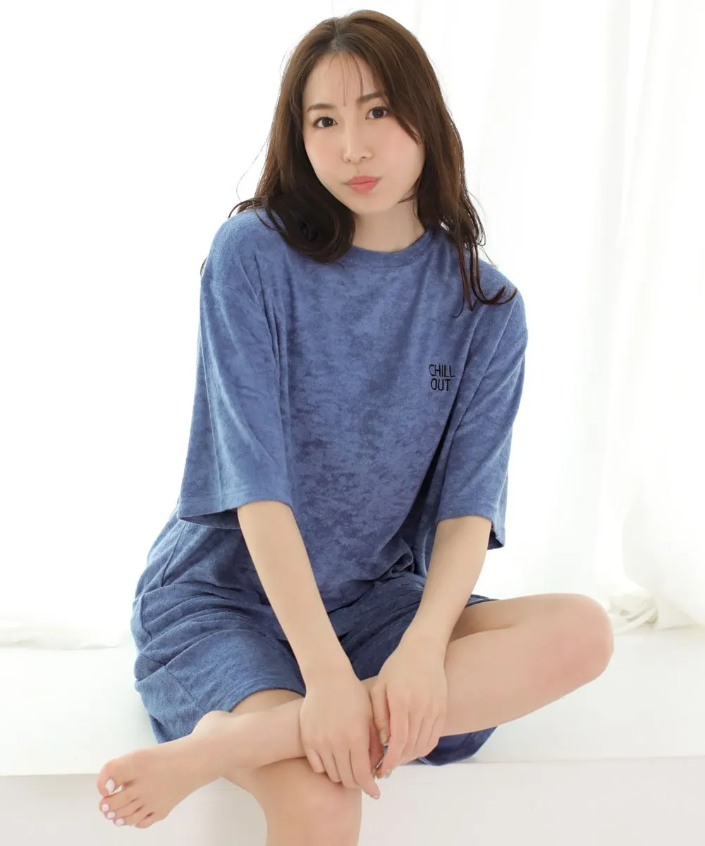 Pile Short Sleeve Top-Bottom Set With unisex sizing