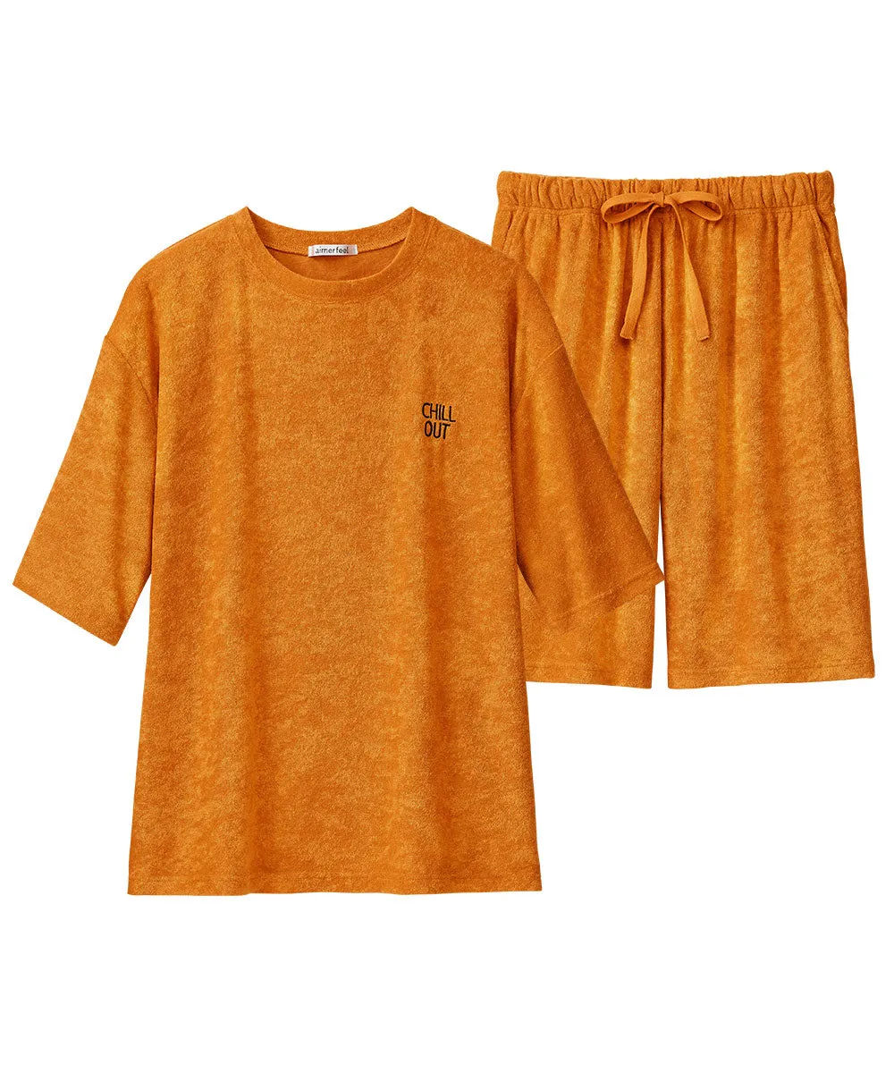 Pile Short Sleeve Top-Bottom Set With unisex sizing
