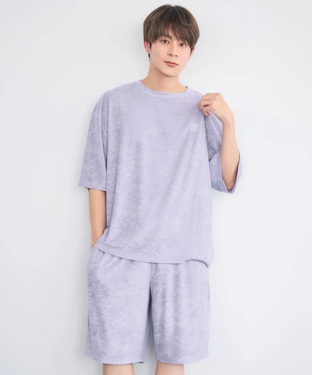 Pile Short Sleeve Top-Bottom Set With unisex sizing