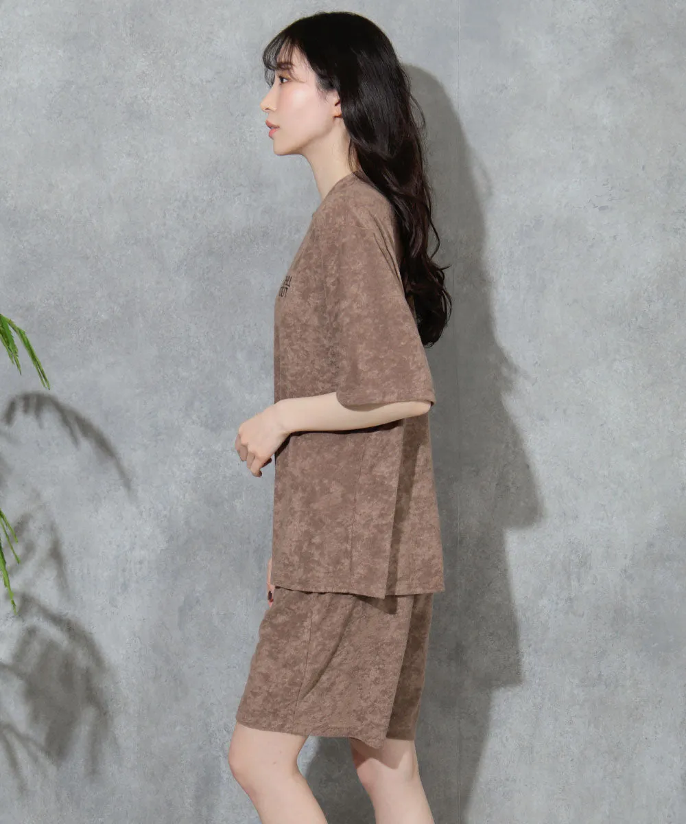 Pile Short Sleeve Top-Bottom Set With unisex sizing