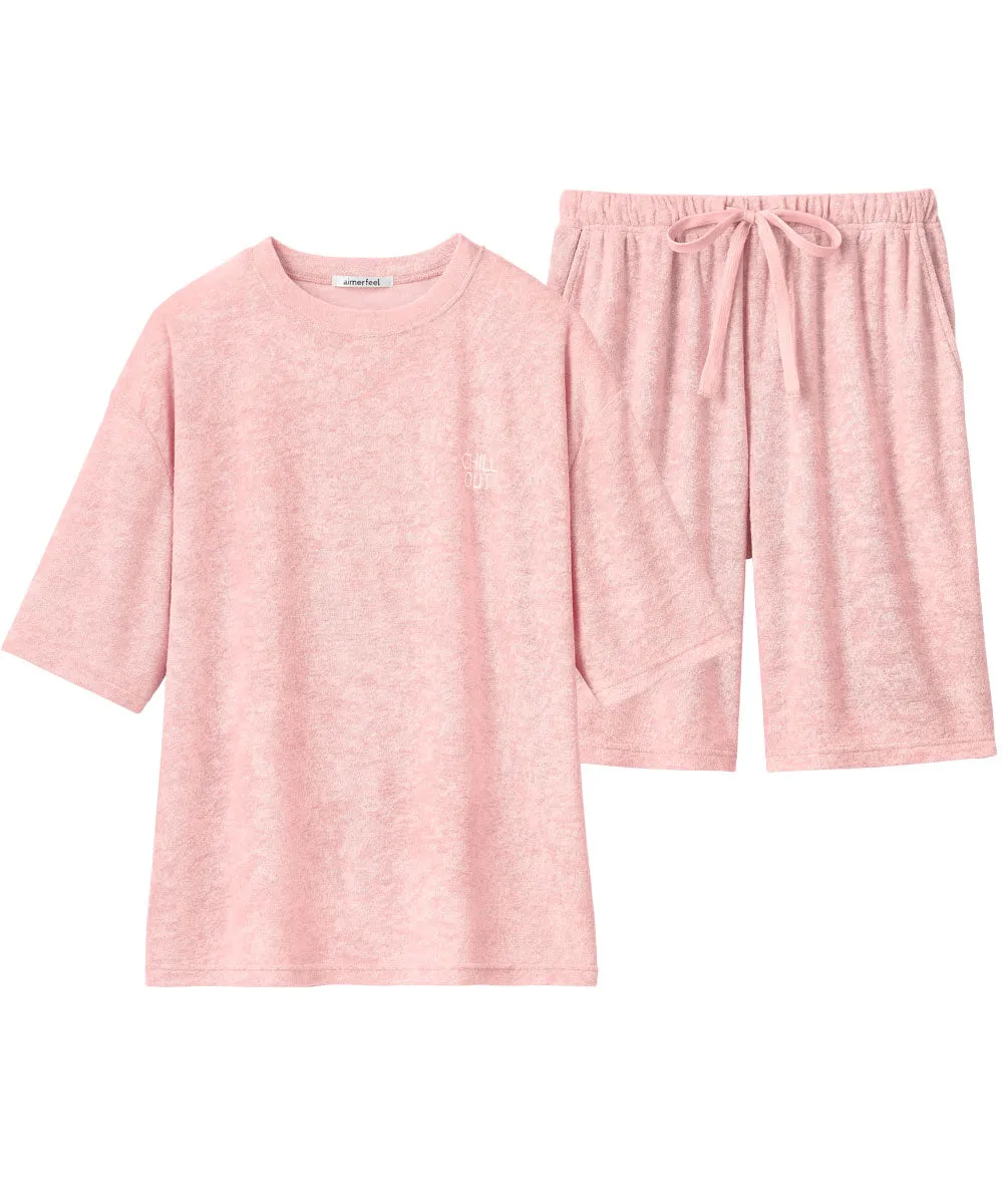 Pile Short Sleeve Top-Bottom Set With unisex sizing