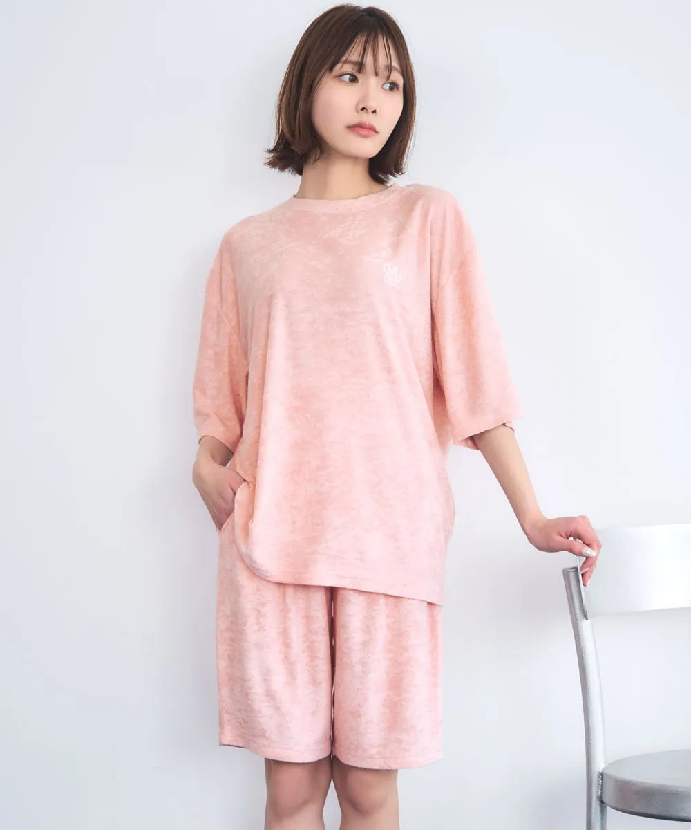 Pile Short Sleeve Top-Bottom Set With unisex sizing