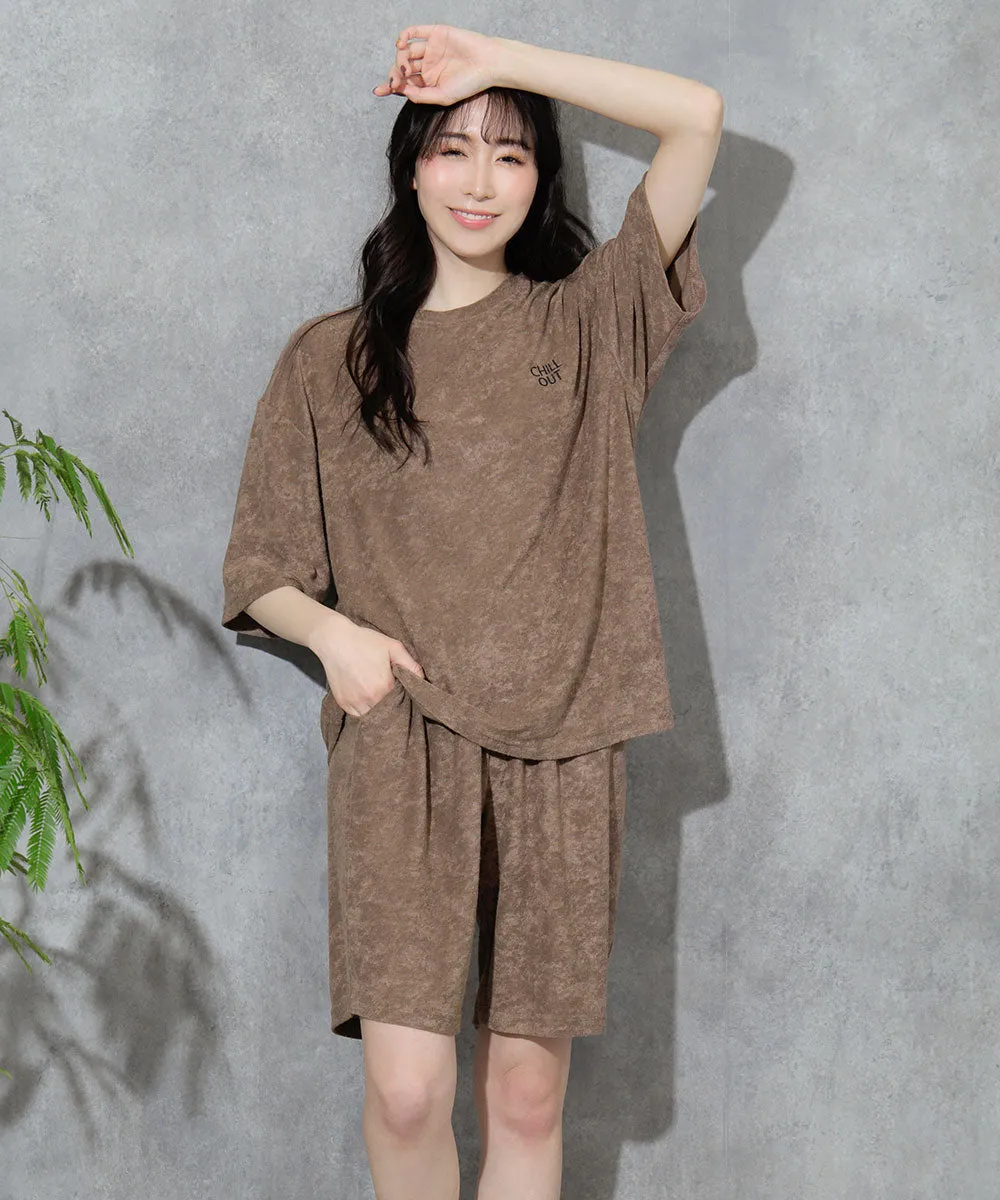 Pile Short Sleeve Top-Bottom Set With unisex sizing