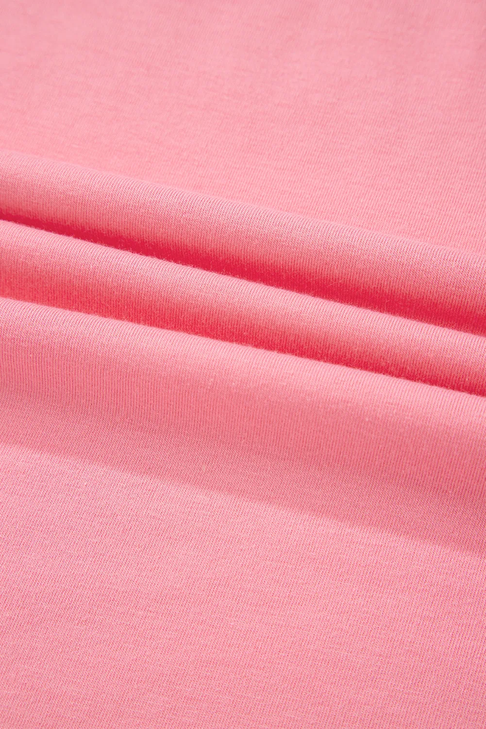 Pink Frilled Hem Loose T-Shirt