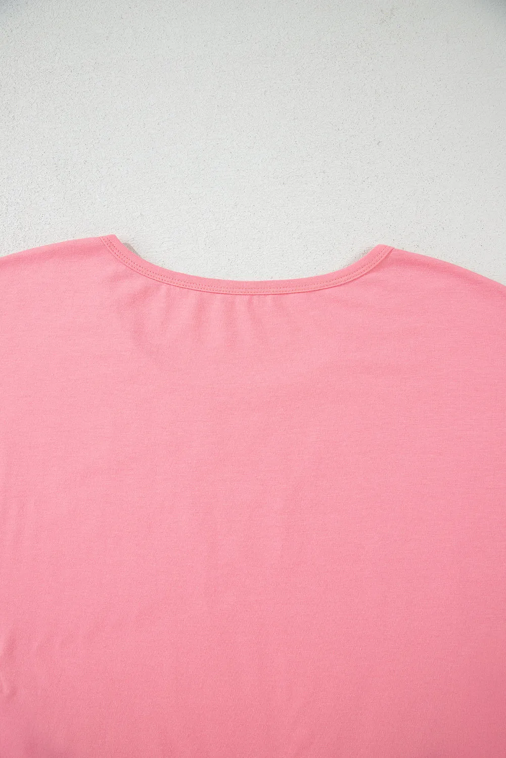 Pink Frilled Hem Loose T-Shirt