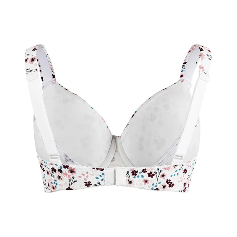 Plus Size Full Coverage Push Up Minimizer Cotton Bra - White