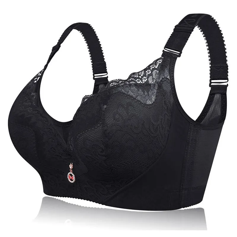 Plus Size Push Up Side Support Lace Bras - Mix Black