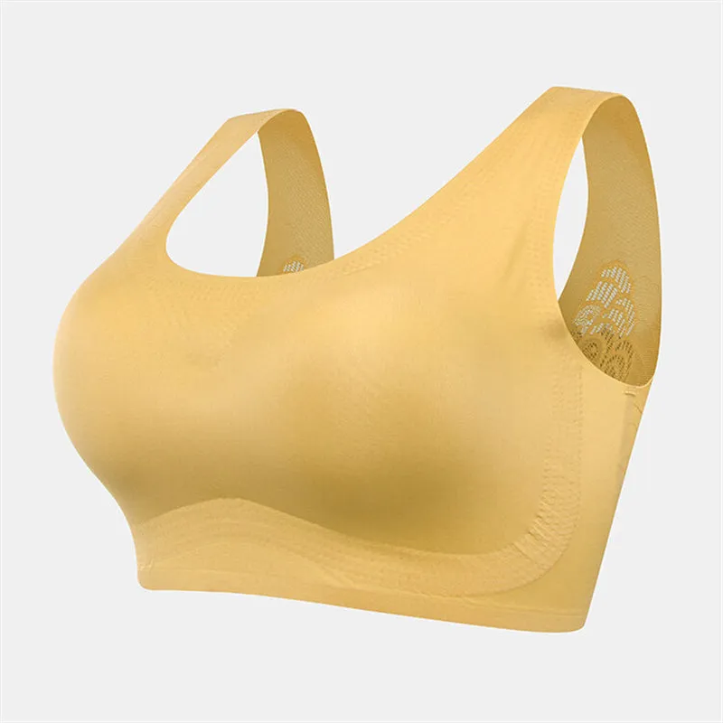 Plus Size Wireless Butterfly Back Seamless Wide Straps Yoga Bra