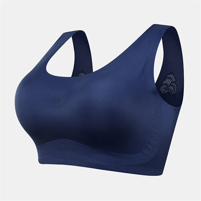 Plus Size Wireless Butterfly Back Seamless Wide Straps Yoga Bra