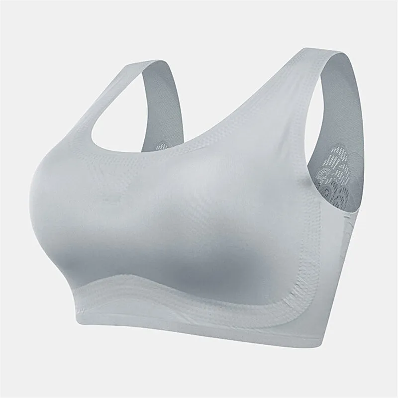 Plus Size Wireless Butterfly Back Seamless Wide Straps Yoga Bra
