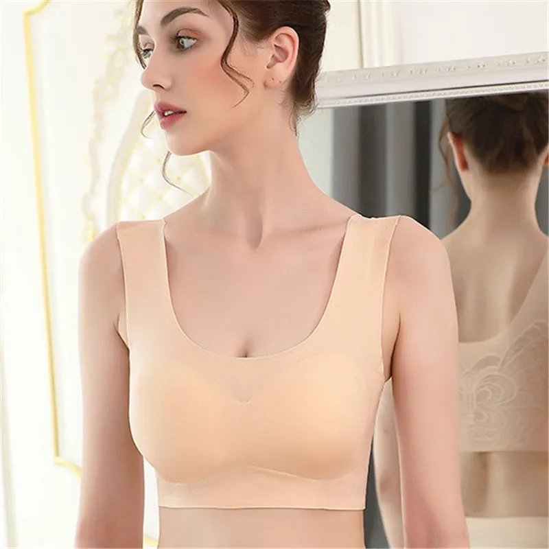 Plus Size Wireless Butterfly Back Seamless Wide Straps Yoga Bra