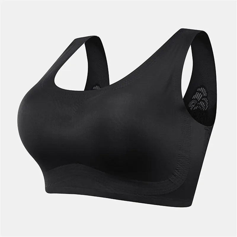 Plus Size Wireless Butterfly Back Seamless Wide Straps Yoga Bra