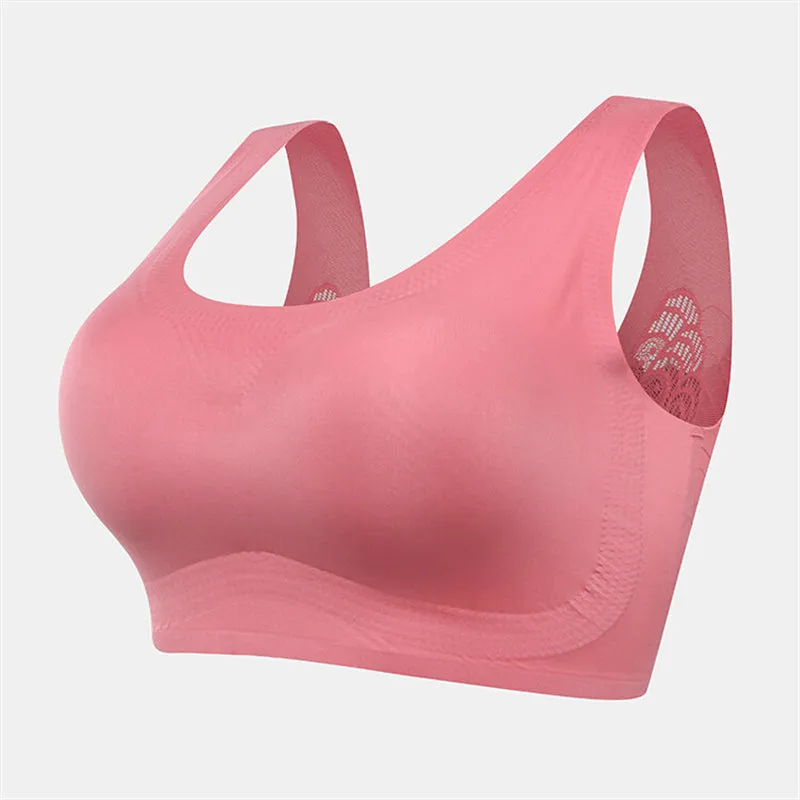 Plus Size Wireless Butterfly Back Seamless Wide Straps Yoga Bra