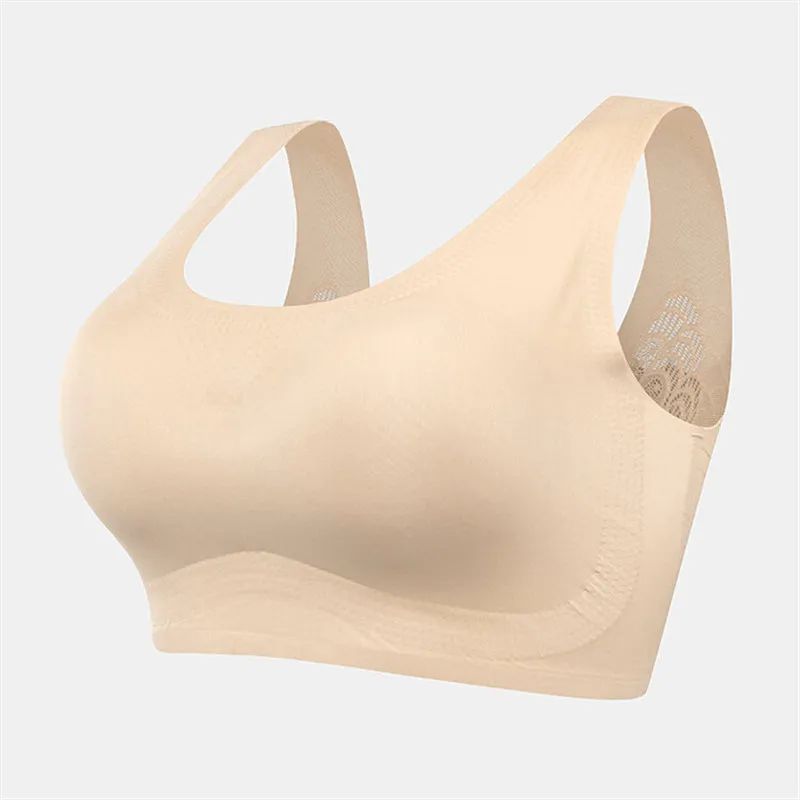 Plus Size Wireless Butterfly Back Seamless Wide Straps Yoga Bra