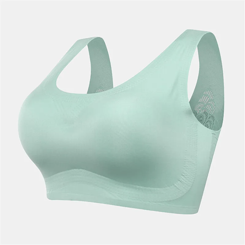 Plus Size Wireless Butterfly Back Seamless Wide Straps Yoga Bra