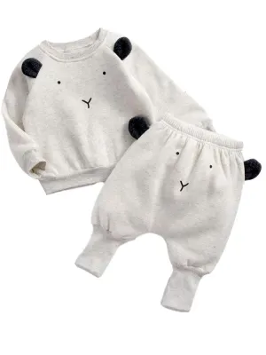 Polar Bear Pop - Long Sleeve Top & Bottoms 2 Pc Outfit with Polar Bear Ears