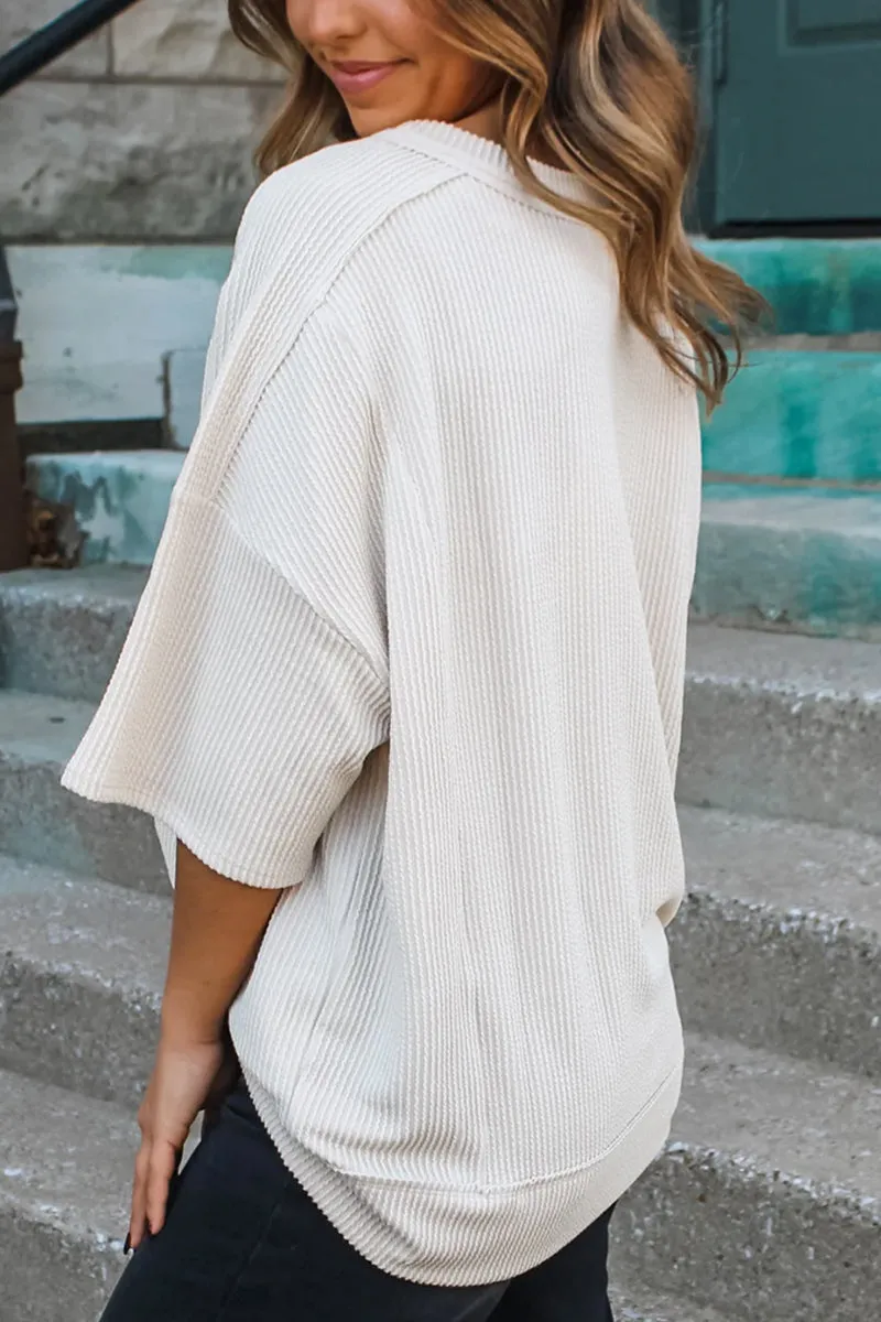 PREORDER! ETA 5/12 Perfectly Casual Drop Sleeve Corded T-Shirt **SHIPPING EXPECTED TO BEGIN ON DATE 5/12**