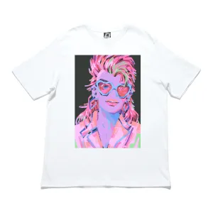 "80's Techno" Cut and Sew Wide-body Tee White
