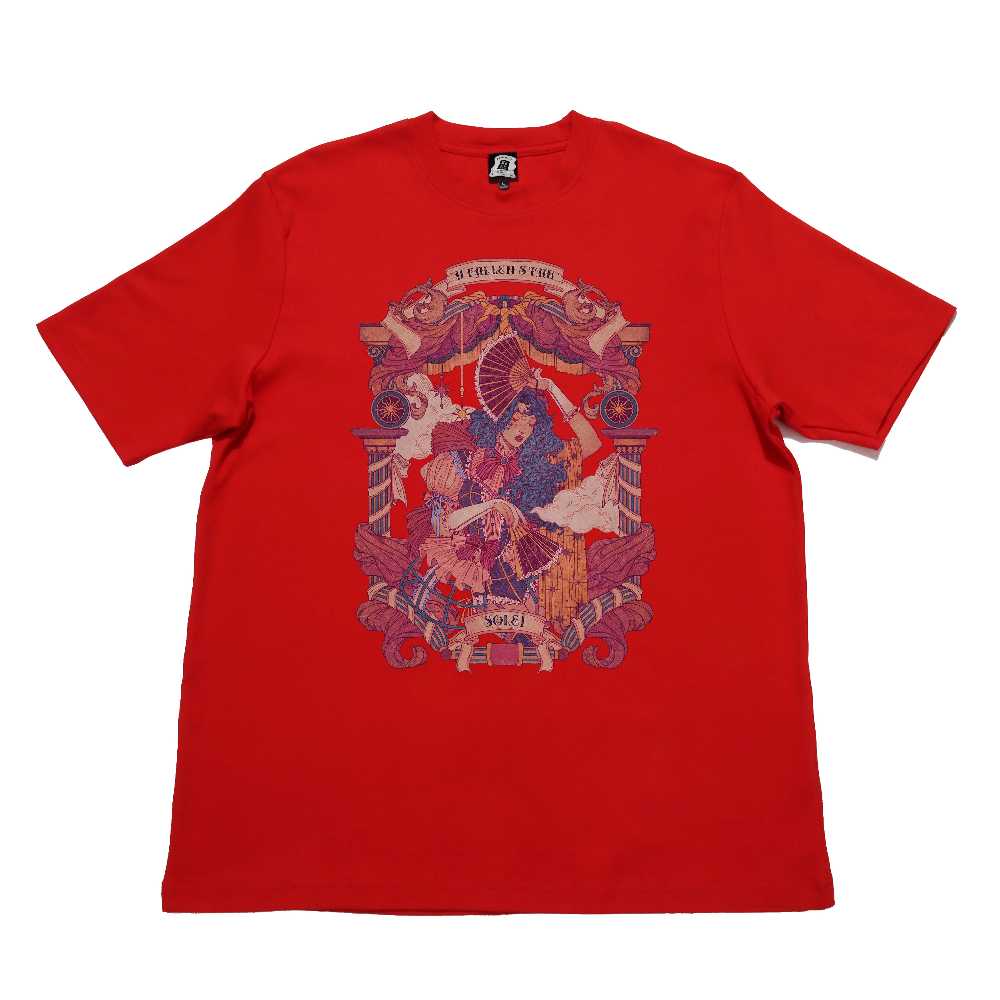 "A Fallen Star" Cut and Sew Wide-body Tee White/ Salmon Pink/ Red