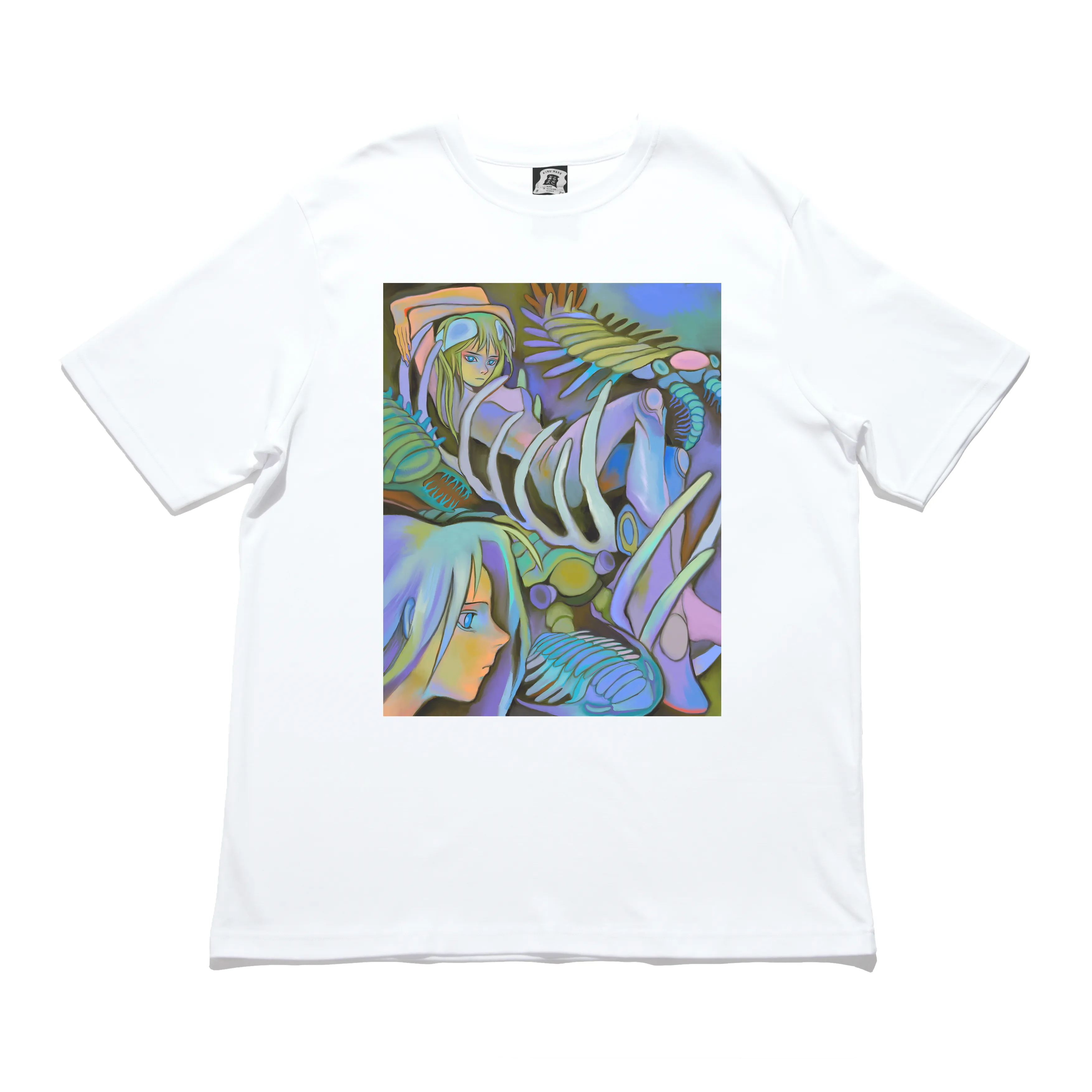 "Cambrian Terror" Cut and Sew Wide-body Tee White/Black/Salmon Pink