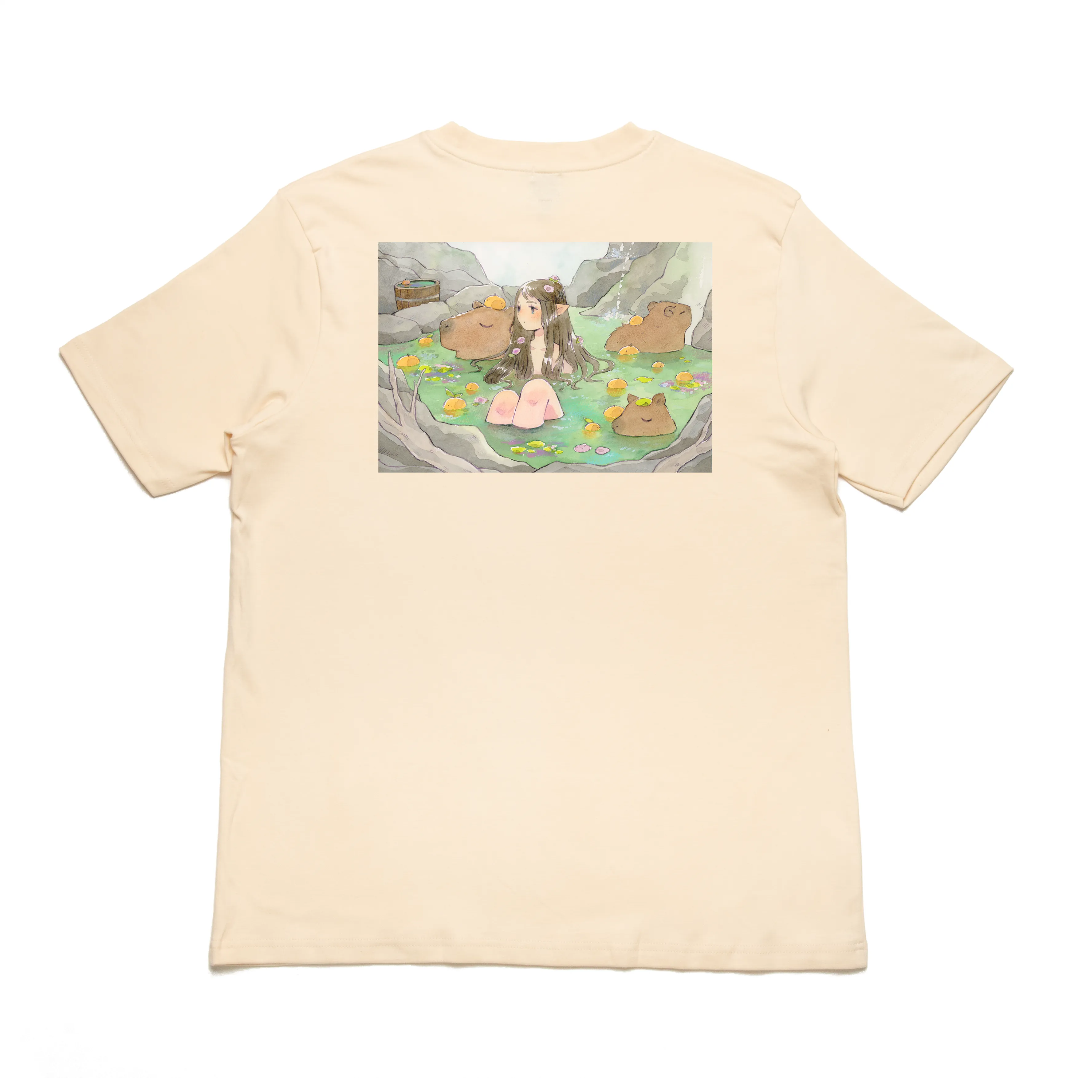 "Capybara" Cut and Sew Wide-body Tee Beige