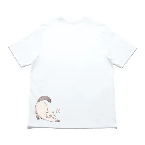 "Cat Yoga" Cut and Sew Wide-body Tee White/Black