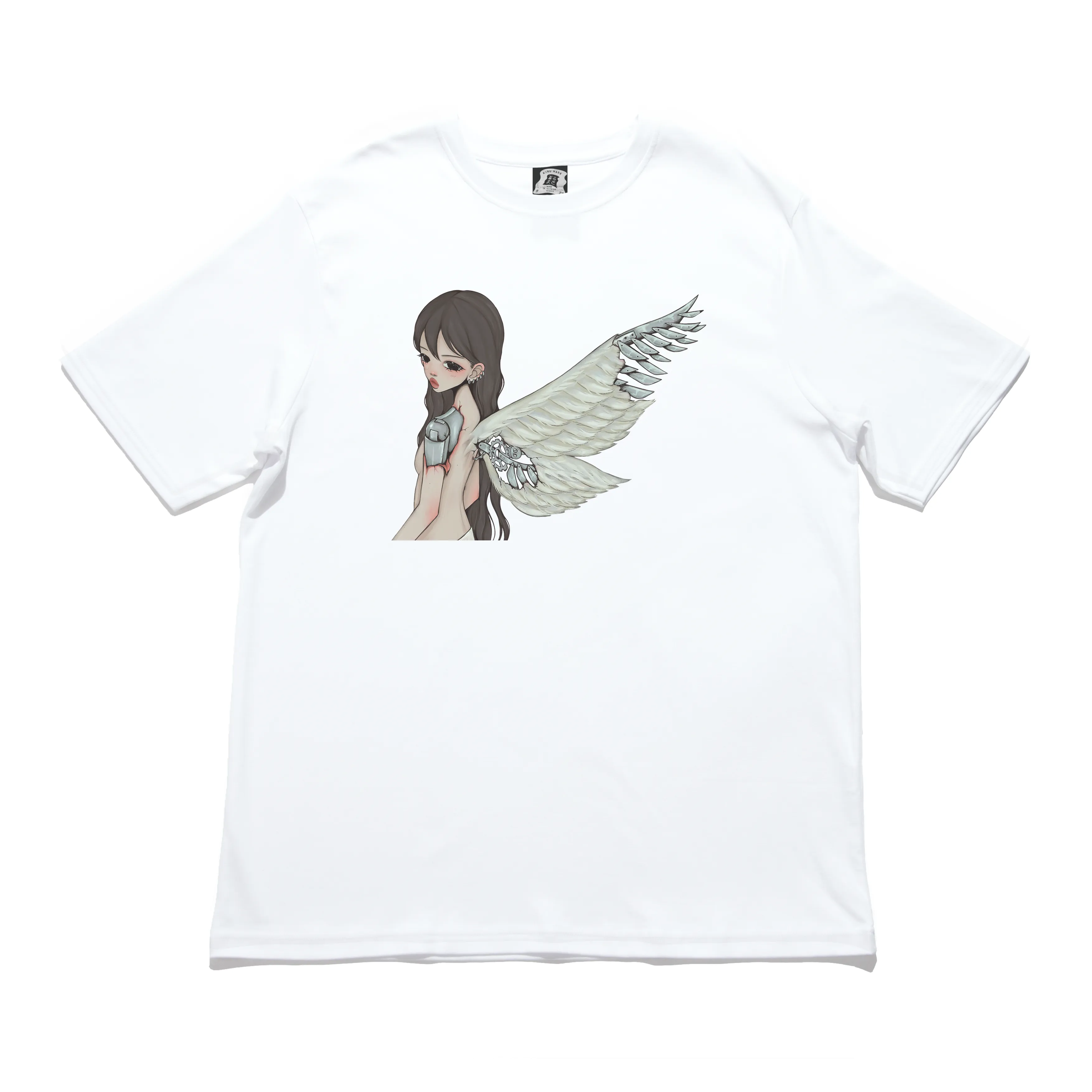 "Fallen Angel" Cut and Sew Wide-body Tee White