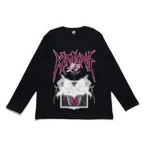 "Gothic Hearts" Cut and Sew Wide-body Long Sleeved Tee White/Black