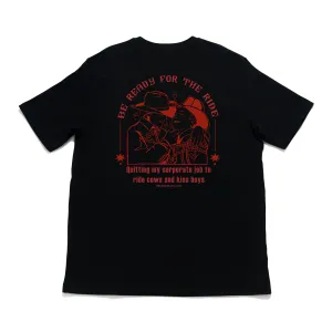 "Lasso Red" Cut and Sew Wide-body Tee Black/Beige