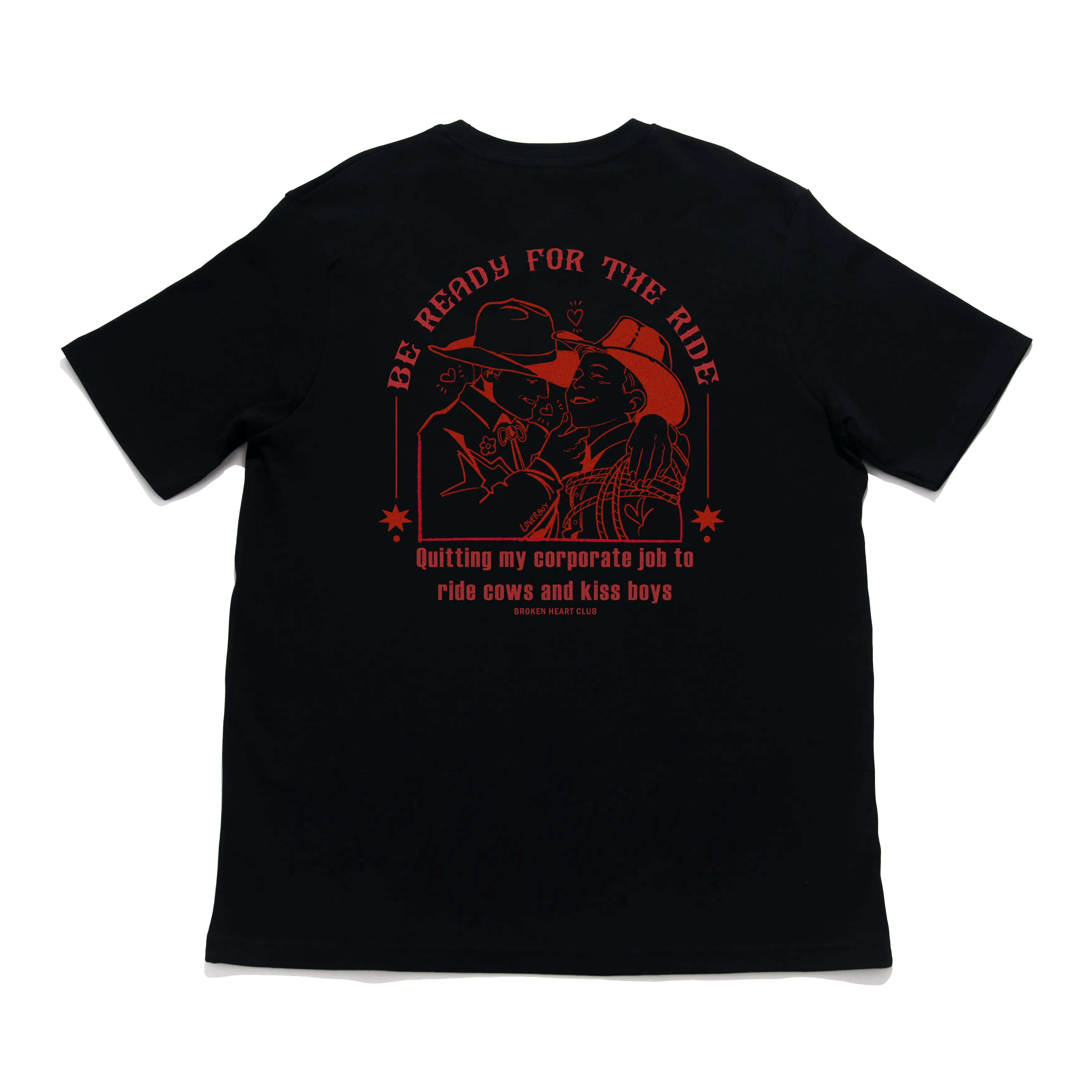 "Lasso Red" Cut and Sew Wide-body Tee Black/Beige