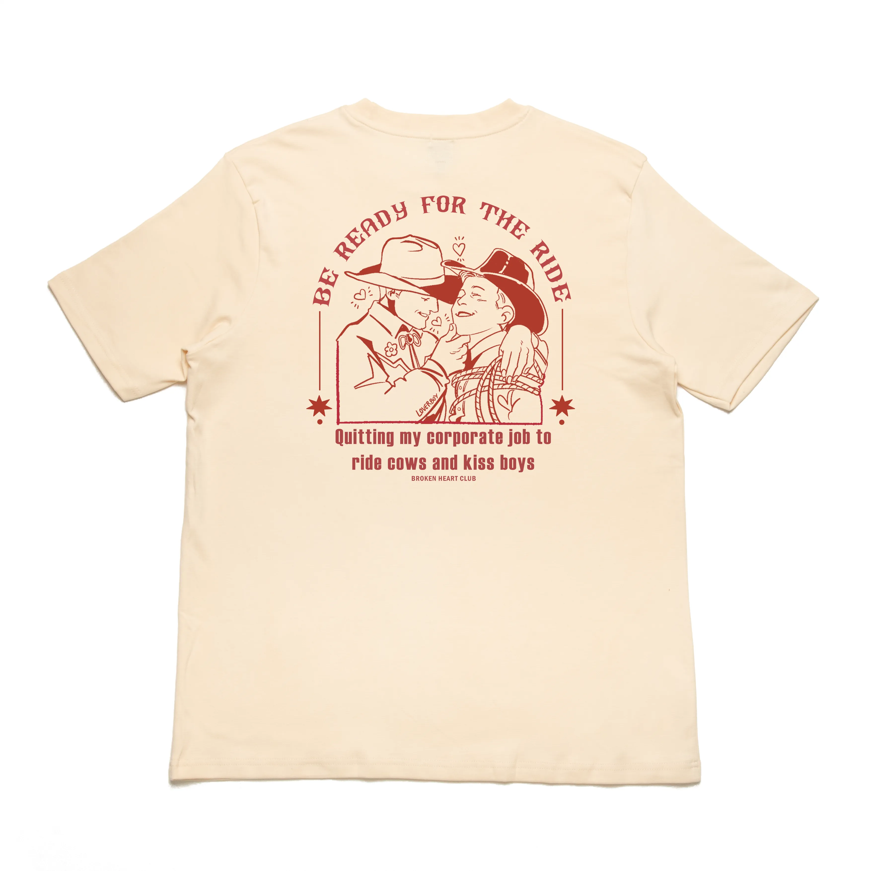 "Lasso Red" Cut and Sew Wide-body Tee Black/Beige